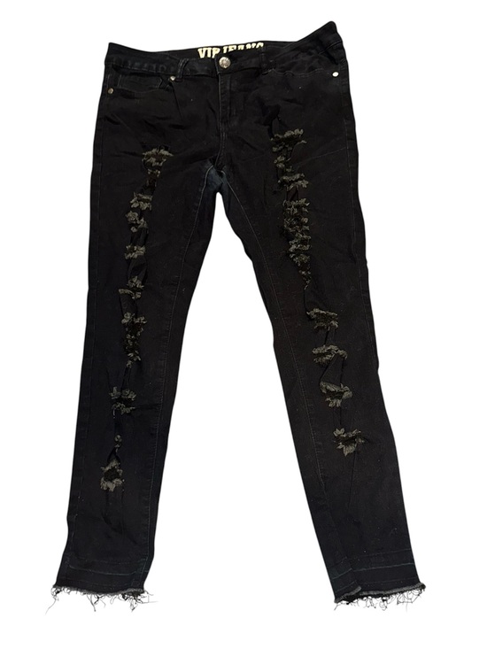 VIP Denim - VIP Women Black Ripped Skinny Jeans
